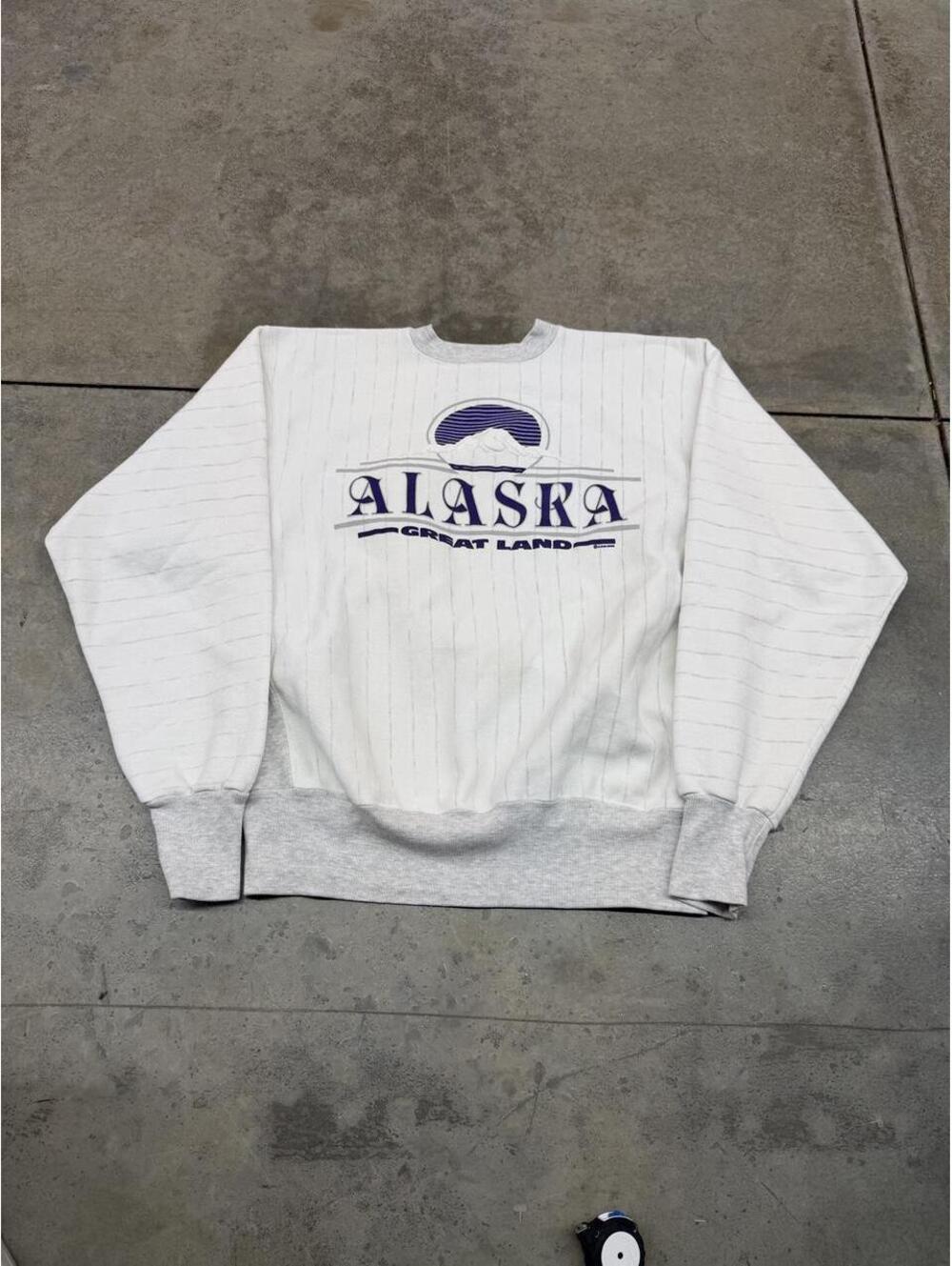 vintage alaska great land made in usa destination reverse weave crewneck large
